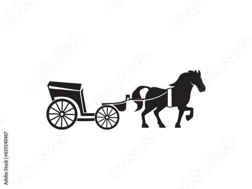 horse-drawn carriage icon vector, useful for brand and logo designs