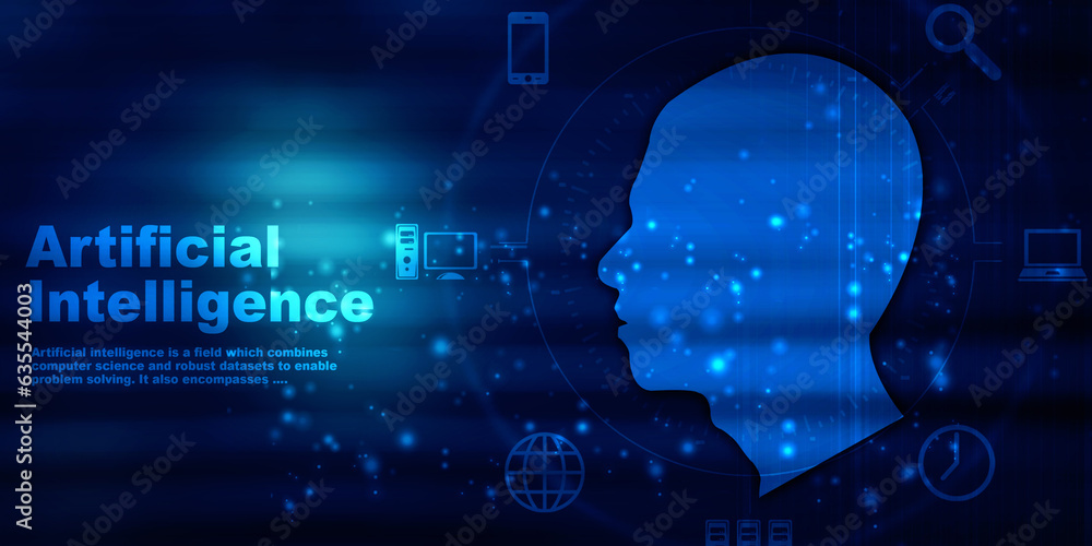 Obraz premium 2d illustration digital Artificial mind concept