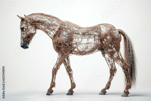 Illustration showing the skeletal structure of a horse against a white backdrop. Generative AI