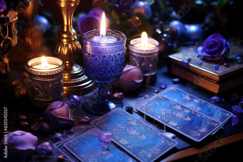 Tarot revelations: unveiling the secrets of the soul's path. Wellness and spiritual awakening concept with healing crystals.