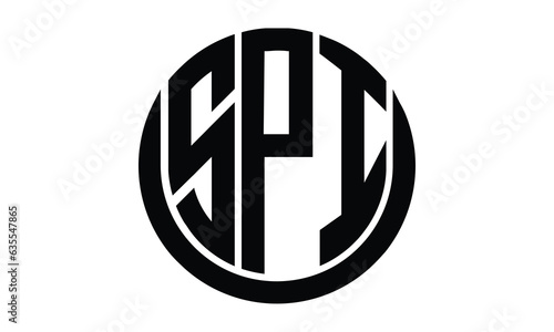 SPI shield in circle logo design vector template. lettermrk, wordmark, monogram symbol on white background.