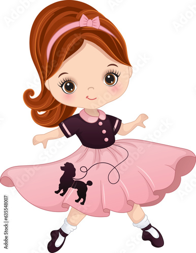 Vector Carton Sock Hop Fifties Dancing Girl