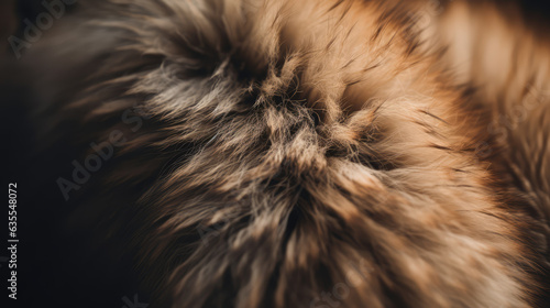 close up of fluffy and soft animal hair. High-quality animal hair details. Post-processed generative AI