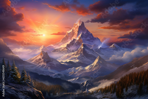 "Golden Sunrise Over Snow-Capped Mountain Range"  © Jelena