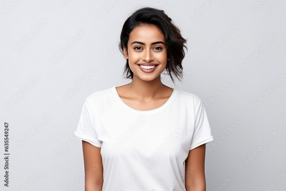 Generative AI portrait of attractive young woman fashion model demonstrating perfect hair salon care Generative AI portrait of attractive young woman fashion model demonstrating perfect hair salon care