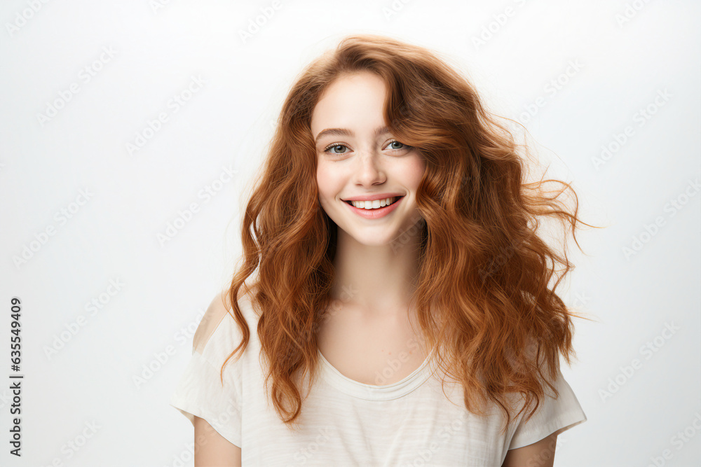 Generative IA portrait of amazing perfect beauty glad woman happily smiling over background Generative IA portrait of amazing perfect beauty glad woman happily smiling over background