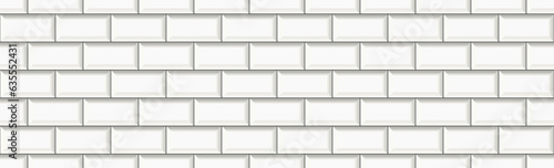 subway tile background. white seamless patter for kitchen backsplash, bathroom wall, shower. ceramic vector texture