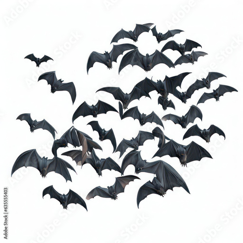 a colony of bats illustration for halloween isolated on white background.generative AI