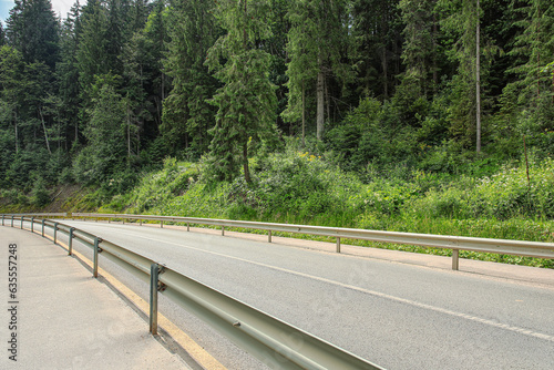 Asphalt road in forest on s...