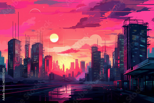 cyberpunk cityscape skyline