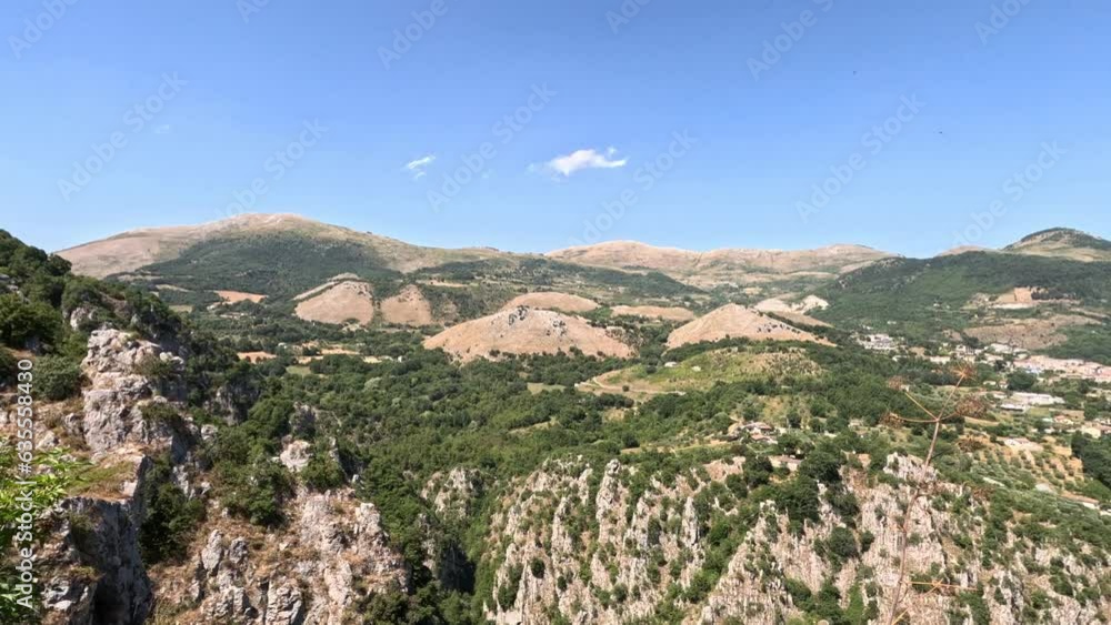 Panoramic view of Muro Lucano, an old village in the mountains of Basilicata region, Italy.
