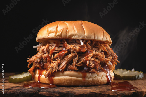 Fresh and ready to eat pulled pork burger