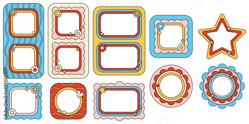 Cute collage frames for photo decoration isolated on white background.