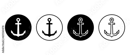 Photo Anchors vector icon set. Nautical symbol in circle