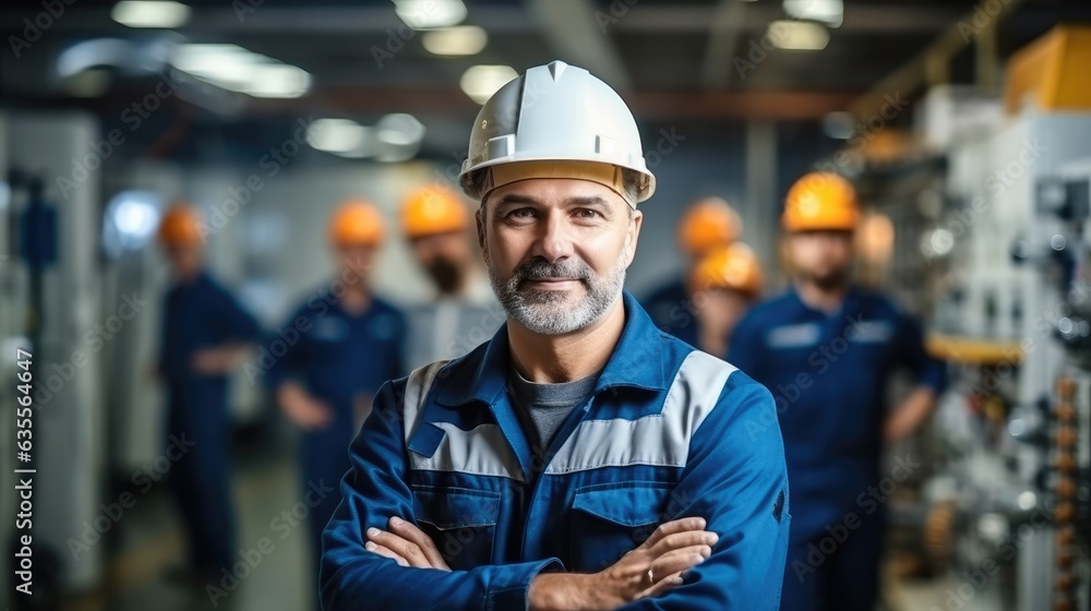 Engineer man wearing uniform and safety hard hat on factory, Industry, Engineer, Construction concept. Engineer man wearing uniform and safety hard hat on factory, Industry, Engineer, Construction concept.