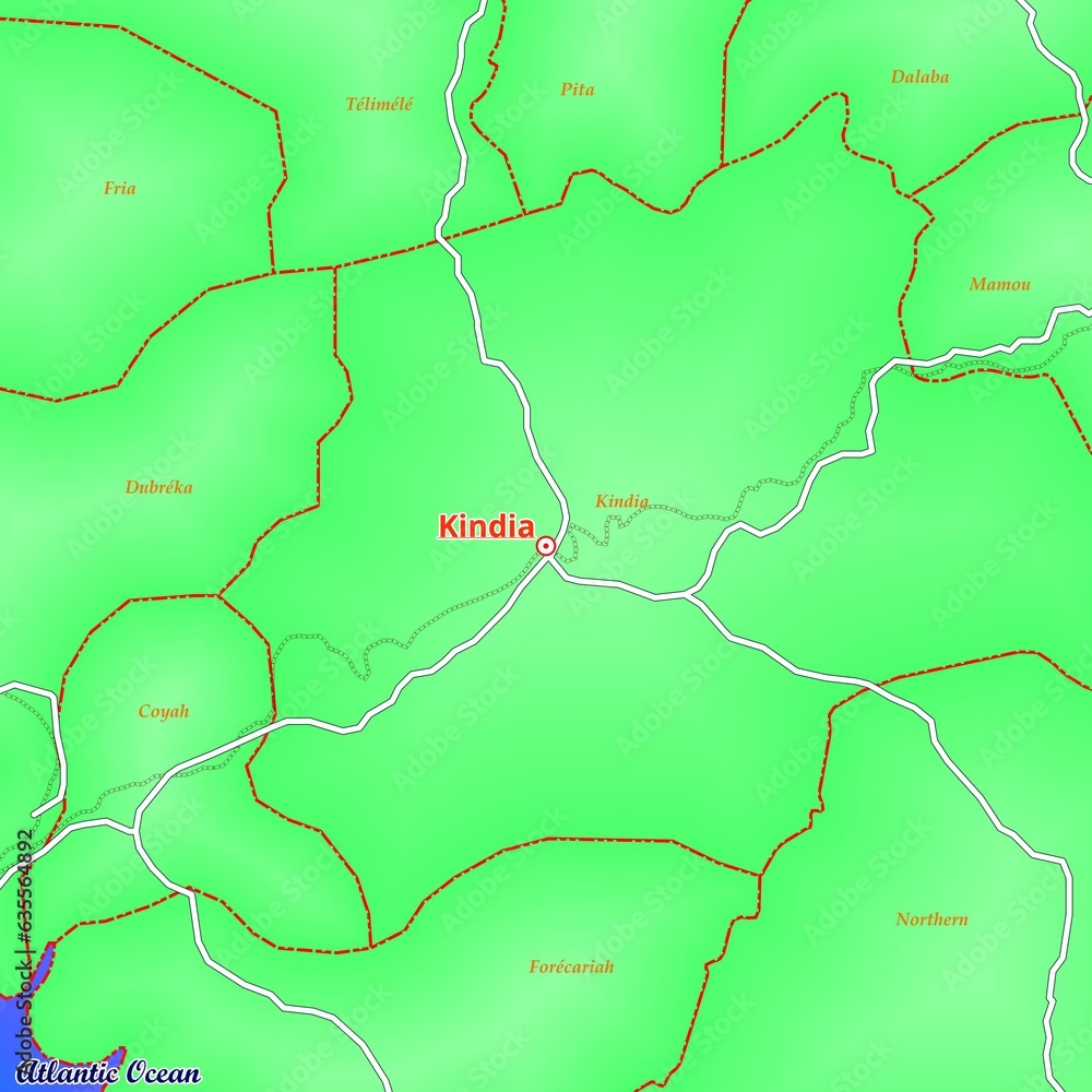 Illustrated Map of Kindia City in Guinea Illustrated Map of Kindia City in Guinea