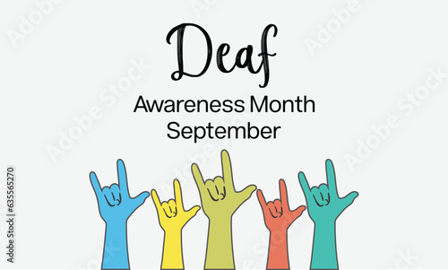 Deaf Awareness Month design with colorful hand sign. Vector illustration