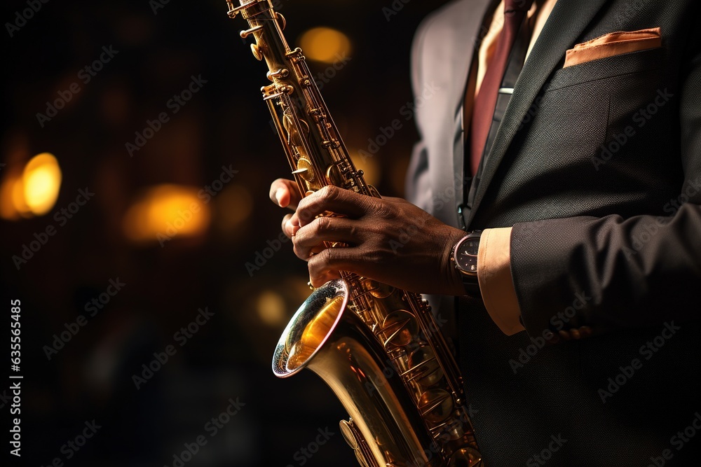 Obraz premium Man playing the saxophone.