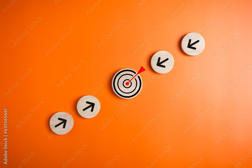 Target goal and arrow icons for business objective target goal concept