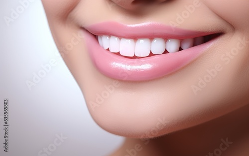 Close look of smile with white teeth.