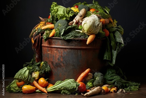 Unused, rotten vegetables are disposed of in the trash.