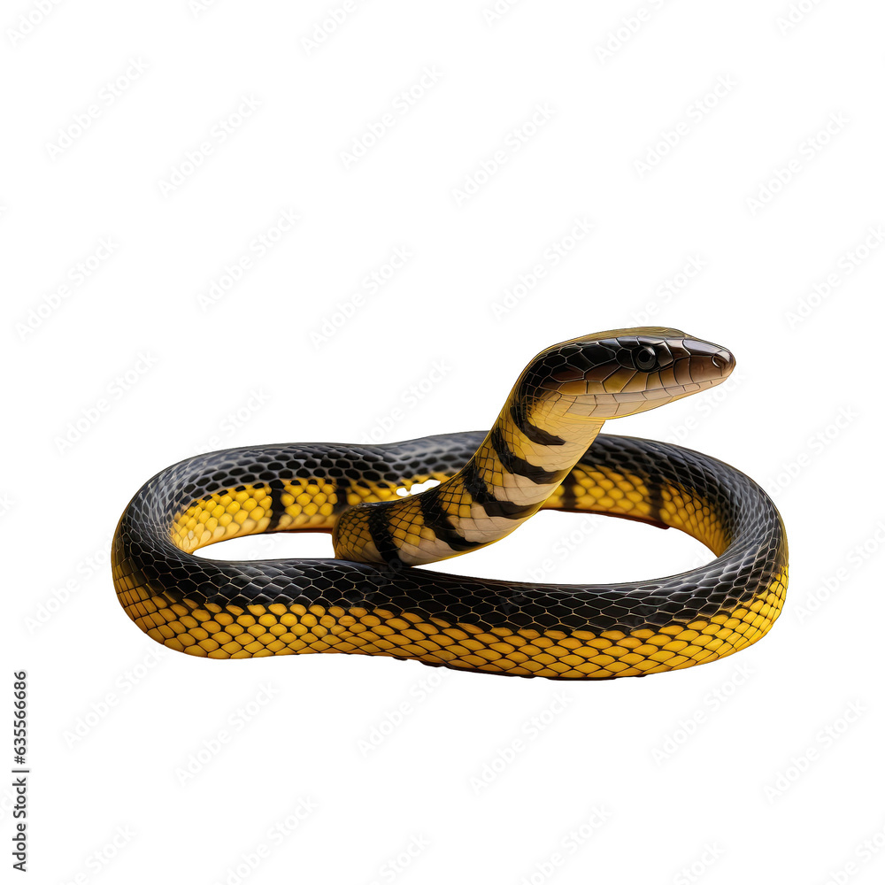 Fototapeta premium Coelognathus flavolineatus a Colubrid snake from Southeast Asia photographed on a transparent background