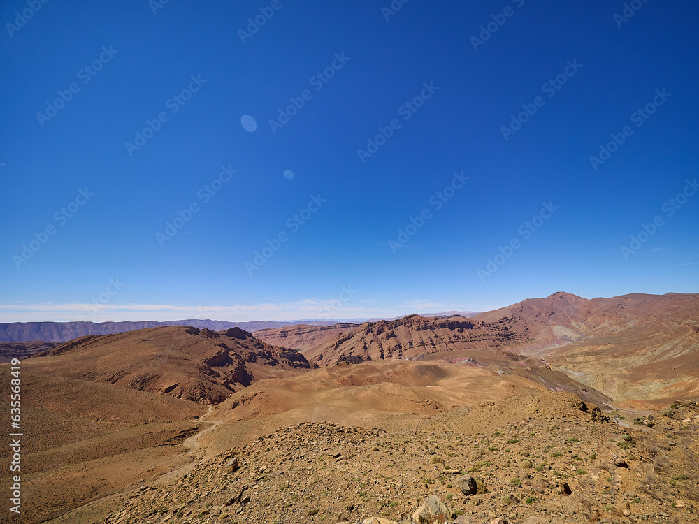 Dry and arid deserted region in the mountains of Morocco.
