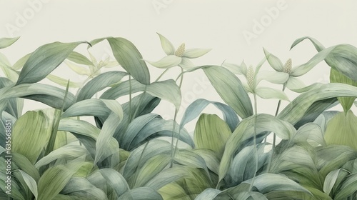 Tropical plants in the style of frescoes, Motley grass.
