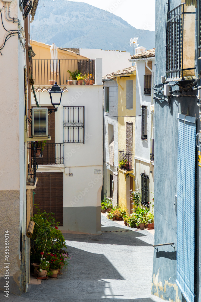 Beautiful street with plants in Balones town, Alicante, Spain Beautiful street with plants in Balones town, Alicante, Spain