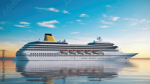 Large cruise ship at sea, Big passenger cruise liner ship, Luxury cruise, Travel. © visoot