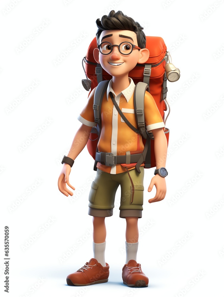 Close up of a cartoon character with a backpack, suitable for educational materials, school posters, and childrens books illustrations. Close up of a cartoon character with a backpack, suitable for educational materials, school posters, and childrens books illustrations.