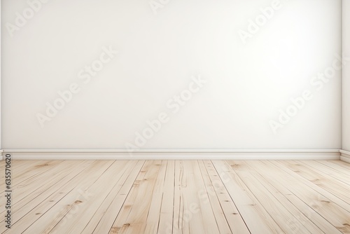 Indoor space featuring wooden floor and blank white wall