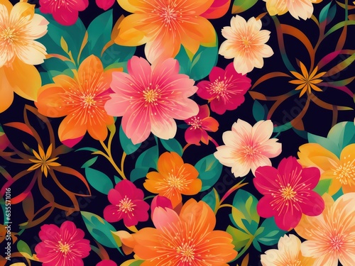 colourful Jasmine floral pattern.