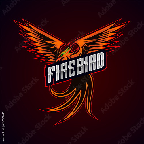 Phoenix E-sport logo design template vector illustration