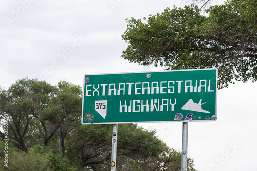 Extraterrestrial Highway sign on NV-375 in Rachel, Nevada photo