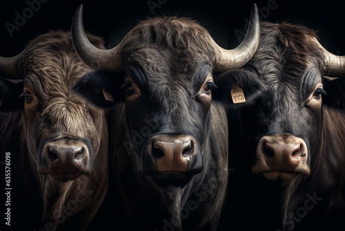 collection of expressions on bull faces. Generative AI