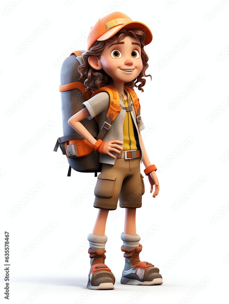 Close up of a cartoon character with a backpack, suitable for educational materials, school posters, and childrens books illustrations. Close up of a cartoon character with a backpack, suitable for educational materials, school posters, and childrens books illustrations.