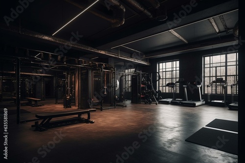 A digital representation of a gym for exercise and fitness. Generative AI