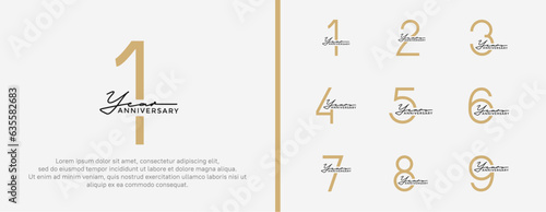 set of anniversary logo brown color on white background for celebration moment