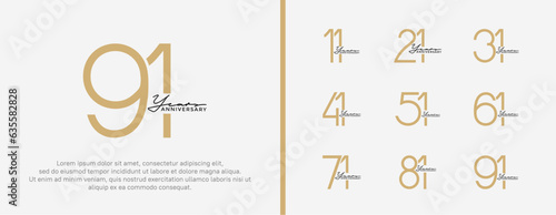 set of anniversary logo brown color on white background for celebration moment