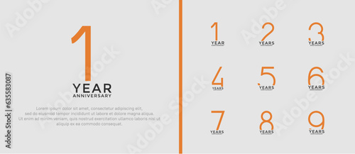 set of anniversary logo green and orange color on white background for celebration moment