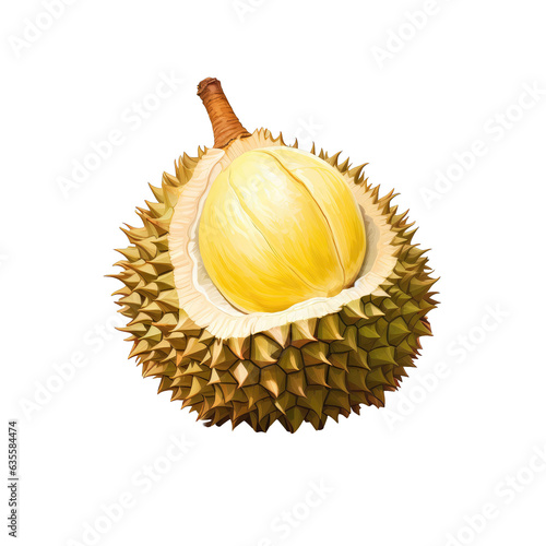 Durian the king fruit on a transparent background