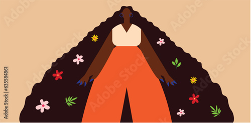 Black woman with long floral hair
