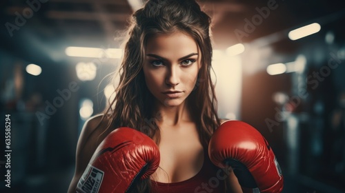 Latin woman training at gym with sunrays background