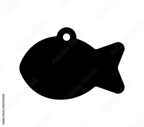 Vector fish tag. Pet, dog, cat collar name tag. Fish Christmas tree decoration.