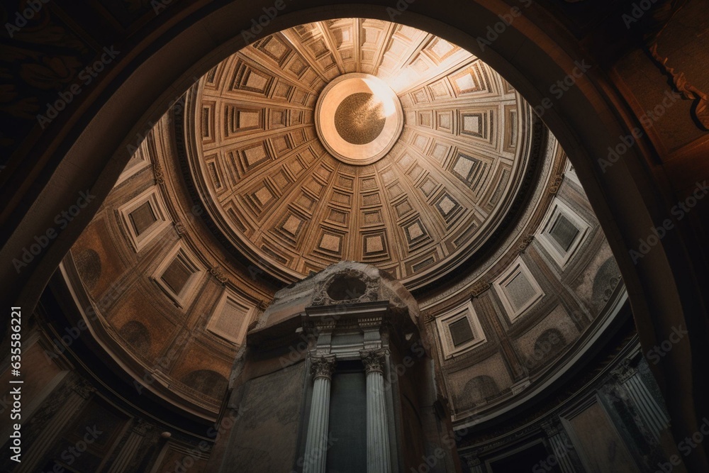 A domed octagon in the Santo Spirito in Sassia monumental complex near Vatican City in Rome, Italy. Generative AI