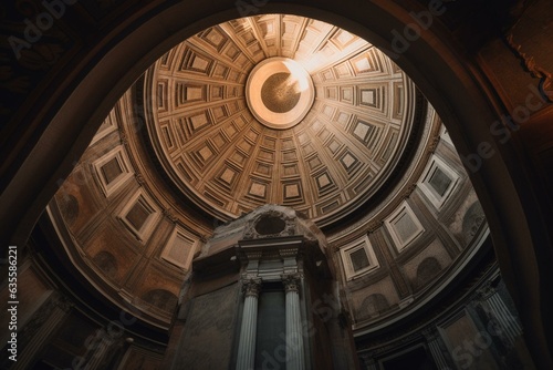 A domed octagon in the Santo Spirito in Sassia monumental complex near Vatican City in Rome, Italy. Generative AI