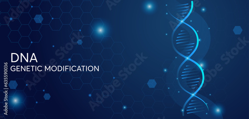 DNA Modification Banner, Scientific Technological Background, Technological Texture, DNA Genetic Code.