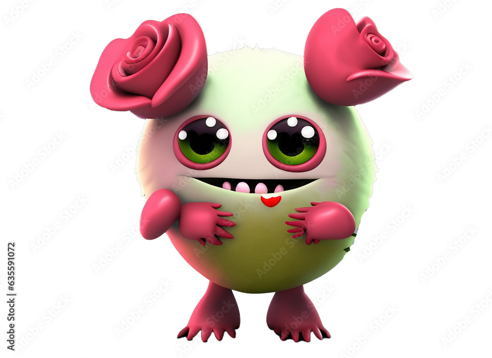 3d animal monster holding flowers 3d animal monster holding flowers