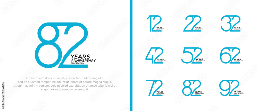 set of anniversary logo blue color on white background for celebration moment set of anniversary logo blue color on white background for celebration moment